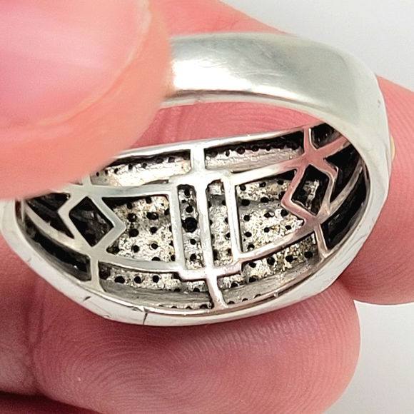 SOLD-EFFY Mens 1/2CTTW Black Diamond and Clear Diamond Ring in 925 Sterling - Picture 11 of 13